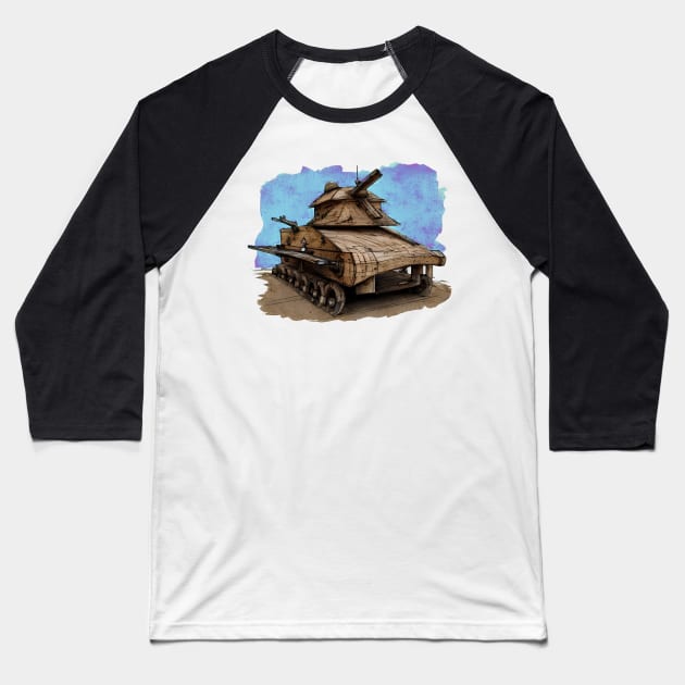 Wooden Tank Baseball T-Shirt by Trip Tank